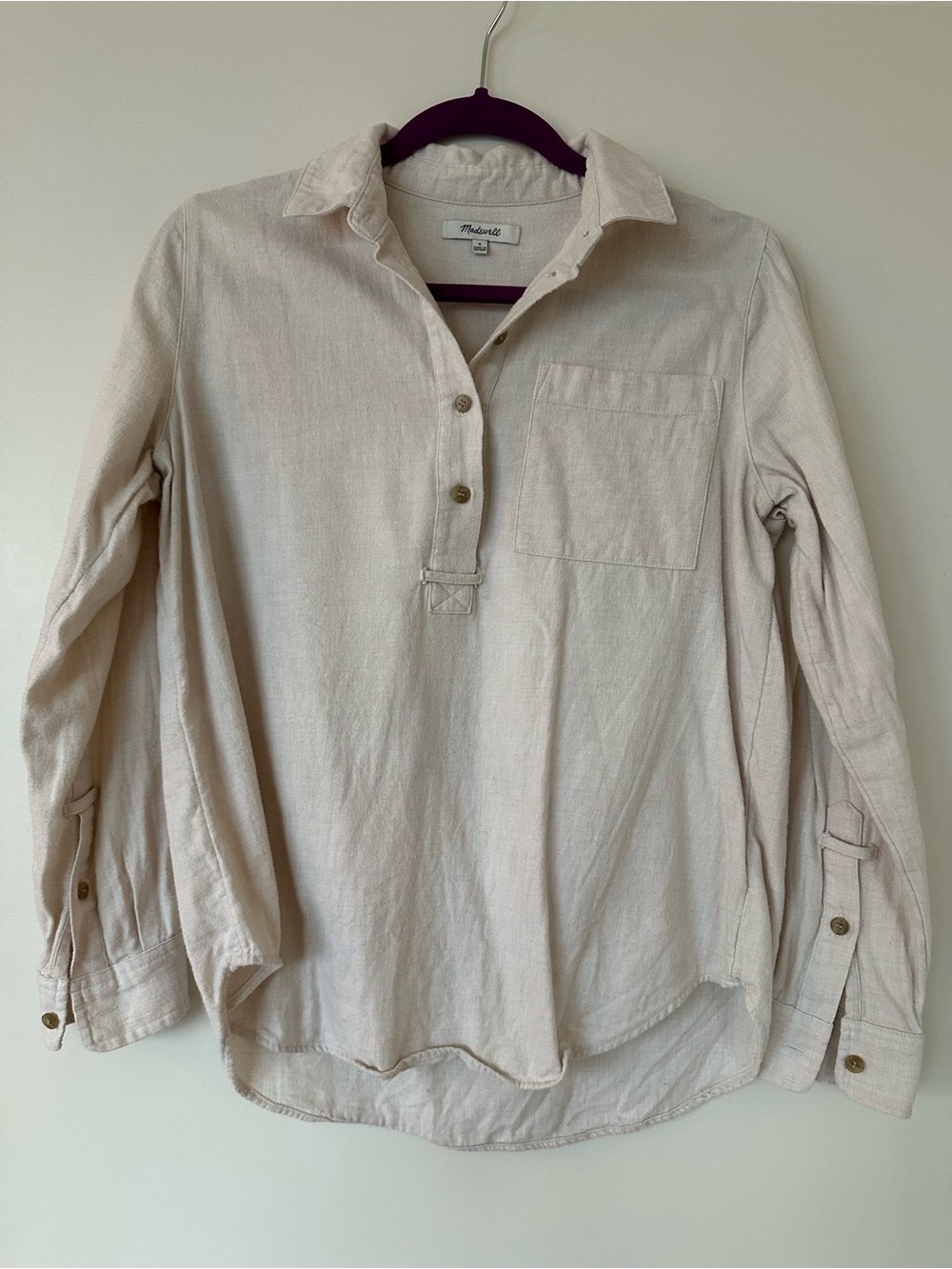 Madewell Cream Long-Sleeve Cotton Shirt